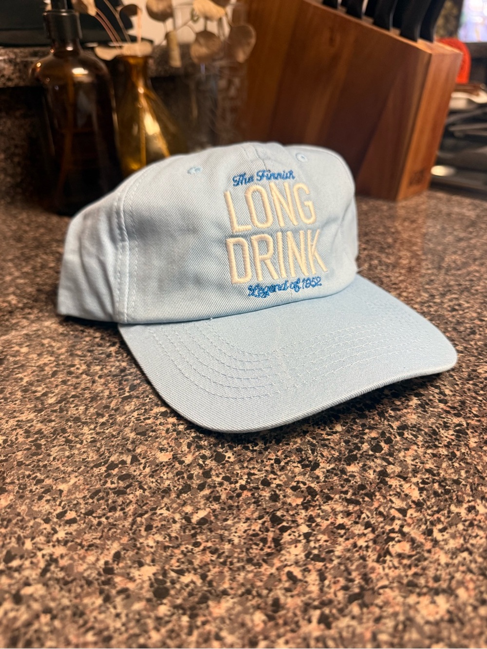 Light Blue 'Long Drink' Embroidered Baseball Cap
